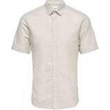 Herr - Linneskjortor Only & Sons Linen Short Sleeved Shirt - Beige/Chinchilla
