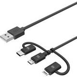 Celly Kabeladaptrar Kablar Celly USB A-Lightning/USB C/USB Micro B 1m