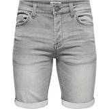 Bomull - Herr - Jeansshorts Only & Sons Ply Regular Jog Denim Shorts - Grey/Grey Denim