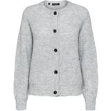 Elastan/Lycra/Spandex Koftor Selected Wool Blend Cardigan - Grey/Light Grey Melange