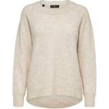 Elastan/Lycra/Spandex Tröjor Selected Rounded Wool Mixed Sweater - Beige/Birch