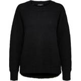 Stickad tröjor Selected Rounded Wool Mixed Sweater - Black