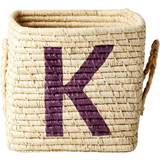 Rice Småförvaring Rice Small Square Raffia Basket with Painted Letter K