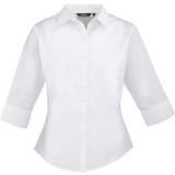 22 - Dam Skjortor Premier Women's Poplin Three-Quarter Sleeve Blouse - White