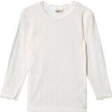 Långa ärmar T-shirts Joha Silk Wool T-shirt with Lace - White (16490-197-50)
