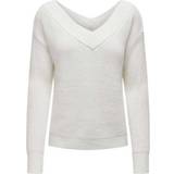 Only Melton V-Neck Knitted Sweater - White/Cloud Dancer