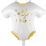 Text- & Temaballonger PartyDeco Foil Ballons Baby Romper Hello Baby White/Gold