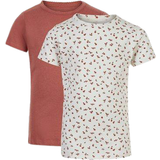 Blommiga Överdelar Barnkläder Minymo Basic T-shirt 2-Pack - Canyon Rose/White (3933-411)