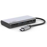 3.0 - Kabeladaptrar Kablar Belkin AVC006btSGY USB C - 2xUSB A 3.0/HDMI 1.4/USB C 100W Multiport Adapter M-F 0.1m