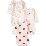Långa ärmar Bodys Barnkläder Petit Bateau Babies Heart Pattern Organic Cotton Bodysuit 3-pack - Variante 1 (A00BC00000)