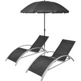 Hål för parasoll - Svarta Solsängar vidaXL 42161 2-pack