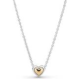 Pandora Domed Golden Heart Collier Necklace - Silver/Gold
