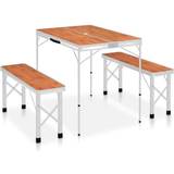 vidaXL Folding camping Table with Two Bench
