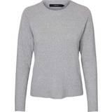 Dam - Polyester Överdelar Vero Moda Doffy O-Neck Long Sleeved Knitted Sweater - Grey/Light Grey Melange