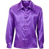 Dans - Lila Maskeradkläder Widmann Satin 70's Disco Shirt Purple
