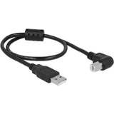 En kontakt - Skärmad - USB-kabel Kablar DeLock Ferrite USB A-USB B Angled 2.0 0.5m