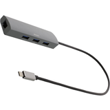 Kablar Deltaco USB C-RJ45/USB A Adapter