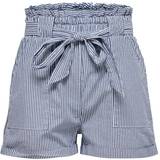 Dam - Randiga Byxor & Shorts Only Smilla Paperbag Shorts - Blue/Medium Blue Denim