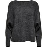 Båtringning Överdelar Only Daniella Rib Knitted Sweater - Gray/Dark Gray Melange