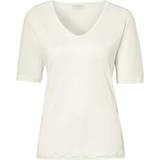 Silke/Siden - Vita Överdelar Damella Silk T-shirt - Ivory