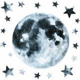 Stjärnor Barnrum RoomMates Moon Glow in the Dark Peel and Stick Giant Wall Decals