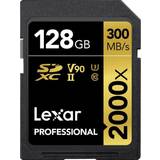 128 GB Minneskort LEXAR Professional SDXC Class 10 UHS-II U3 V90 300/260MB/s 128GB (2000x)