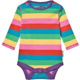 Frugi Barnkläder Frugi Favorit Baby Body - Foxglove/Rainbow Stripe