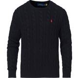 Polo Ralph Lauren Herr - Stickad tröjor Polo Ralph Lauren Cotton Cable Crew Neck Pullover - Black