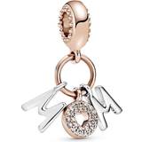 Pandora Mum Letters Dangle Charm - Rose Gold/Silver/Transparent