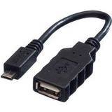Roline Rund - USB-kabel Kablar Roline USB A-USB Micro-B 2.0 M-F 0.2m