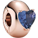 Pandora Heart Solitaire Clip Charm - Rose Gold/Blue