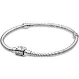 Pandora Pearl Necklaces Armband Pandora Moments Barrel Clasp Snake Chain Bracelet - Silver