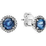 Pandora Round Sparkle Stud Earrings - Silver/Blue/Transparent