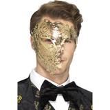 Guld Halvtäckande masker Smiffys Deluxe Metal Filigree Phantom Mask