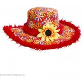 Hippies Maskerad Hattar Widmann Ibiza with Plush Trim & Sunflower Red Hippie Hat
