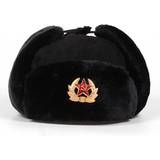 Dam - Fuskpäls Huvudbonader MFH Russian Fur Hat with Communist Badge unisex - Black