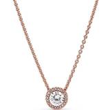 Pandora Round Sparkle Halo Necklace - Rose Gold/Transparent