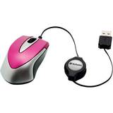 Rosa Datormöss Verbatim Go Mini Optical Travel Mouse Hot Pink