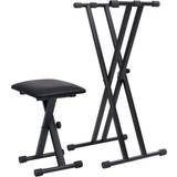 Keyboardstativ vidaXL 70097 Double-barbed Keyboard Stand And Stool