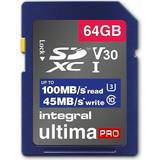 Integral Minneskort & USB-minnen Integral SDXC Class 10 UHS-I U3 V30 100MB/s 64GB