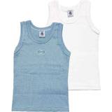 Ärmlösa T-shirts Petit Bateau Boy's Organic Cotton 2-pack - Blue/White