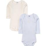 Petit Bateau Baby Bodies 2-pack LS - White/Blue Stripe (A00AR-00)