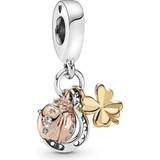 Pandora Horseshoe Clover & Ladybird Dangle Charm - Silver/Gold/Rose Gold/Transparent