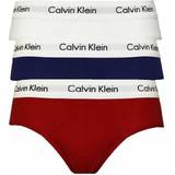 Calvin Klein Kalsonger Calvin Klein Cotton Stretch Hip Brief 3-pack - White/Red Ginger/Pyro Blue