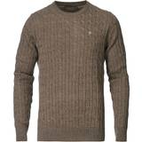 Morris Tröjor Morris Merino Cable O-Neck Sweater - Light Brown
