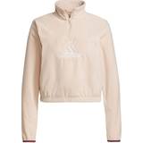 Adidas Dam - Lös Överdelar adidas Women Brand Love Polar Fleece Embroidered Logo Half Zip Sweatshirt - Halo Blush/White/Victory Crimson