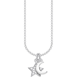 Thomas Sabo Charm Club Star & Moon Necklace - Silver/Transparent