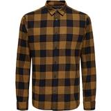 Only & Sons Skjortor Only & Sons Checked Long Sleeved Shirt - Brown/Monks Robe