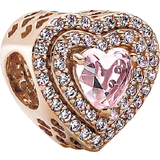 Blank Berlocker & Hängen Pandora Sparkling Levelled Heart Charm - Rose Gold/Pink
