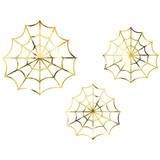 Guld Festdekorationer PartyDeco Decor Spiderwebs Gold 3-pack
